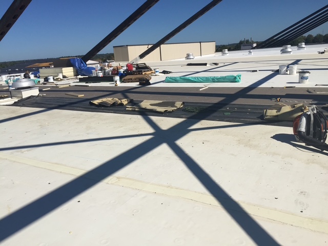 Hangar roof installation work at Willow Grove Air Base in Pennsylvania